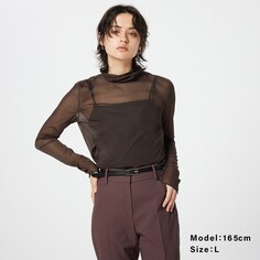 Блузка PLST прозрачная, коричневый
