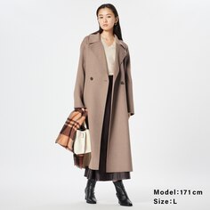 Длинное пальто из полушерсти River PLST, коричневый