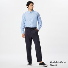 Зауженные брюки с двойной крестовиной и одной защипкой Мужчины PLST, темно-синий