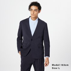 Куртка без воротника с двойным крестом Мужчины PLST, темно-синий