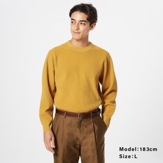 Легкий свитер с круглым вырезом Мужской PLST, горчичный