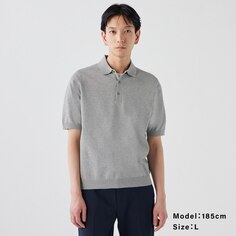 Рубашка-поло из хлопкового трикотажа с высокой круткой Мужская PLST, серый