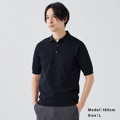 Рубашка-поло из хлопкового трикотажа с высокой круткой Мужская PLST, черный