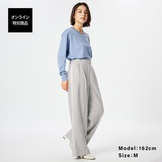 Широкие брюки из смесовой шерсти по бокам PLST, серый
