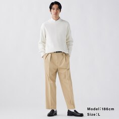 Широкие брюки из эластичного твила с 2 складками Мужчины PLST, бежевый