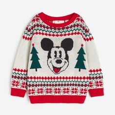 Джемпер H&amp;M Disney Mickey Mouse Jacquard-knit, белый/красный H&M