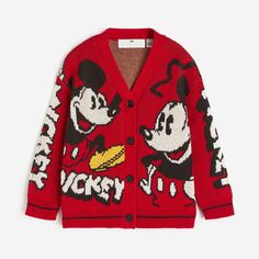 Кардиган H&amp;M Disney Mickey Mouse Jacquard-knit, красный H&M