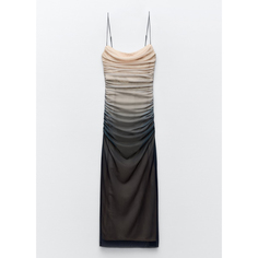 Платье миди Zara Printed Tulle, серый