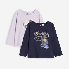 Комплект лонгсливов H&amp;M Disney Wish Jersey, 2 предмета, светло-фиолетовый/темно-синий H&M