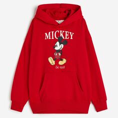 Худи H&amp;M Disney Mickey Mouse Oversized Printed, красный H&M