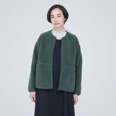 Флисовая куртка боа MUJI, дымчато-зеленый