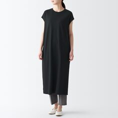 Платье из японского бумажного трикотажа MUJI, черный