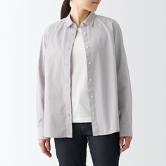 Стираная рубашка с широким стандартным воротником MUJI, бледно-коричневый