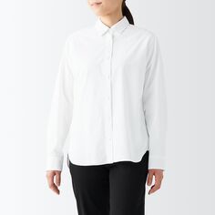 Стираная рубашка с широким стандартным воротником (белая) MUJI, белый