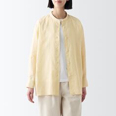 Тонкая блузка из рами в графическом стиле MUJI, светло-желтого