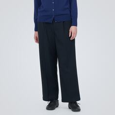 Широкие брюки на флисовой подкладке MUJI, темно-синий