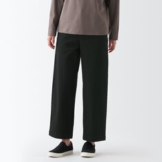 Широкие брюки-чиносы вертикального и горизонтального стрейча MUJI, черный