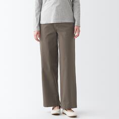 Широкие брюки-чиносы из вертикального и горизонтального стрейча, внутренний шов 73см MUJI, мокко коричневый