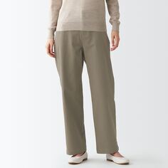 Широкие брюки-чиносы из вертикального и горизонтального стрейча, внутренний шов 73см MUJI, серовато-коричневый