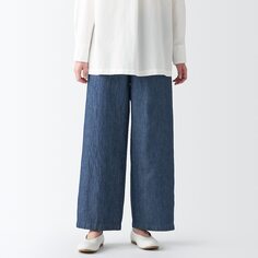 Джинсовые широкие брюки Ramie MUJI, темно-синий