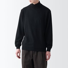 Моющийся шерстяной свитер с высоким воротником MUJI, черный