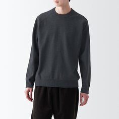 Моющийся широкий свитер в рубчик с круглым вырезом Milano MUJI, темно-серый