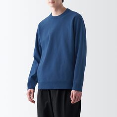 Моющийся широкий свитер в рубчик с круглым вырезом Milano MUJI, дымчато-голубой
