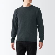 Шерстяной свитер средней толщины с круглым вырезом MUJI, угольно-серый