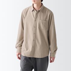 Двухсторонняя фланелевая рубашка с длинными рукавами с начесом MUJI, песочно-бежевый