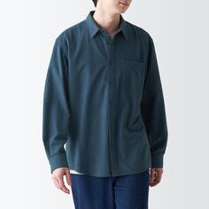 Двухсторонняя фланелевая рубашка с длинными рукавами с начесом MUJI, дымчато-голубой