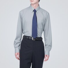 Рубашка из негладкого джерси с длинными рукавами на пуговицах MUJI, темно-синяя полоса