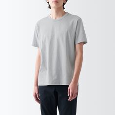 Трикотажная футболка с круглым вырезом и короткими рукавами MUJI, серый