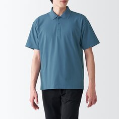 Легкосохнущая рубашка-поло с УФ-обработкой MUJI, дымчато-голубой