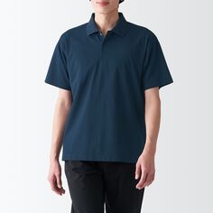 Легкосохнущая рубашка-поло с УФ-обработкой MUJI, темно-синий