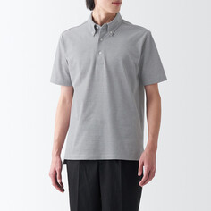 Рубашка поло с короткими рукавами и пуговицами из ткани пике MUJI, светло-серый