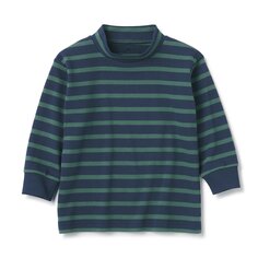 Гладкая футболка с высоким воротником и длинными рукавами (для малышей) MUJI, зеленая граница