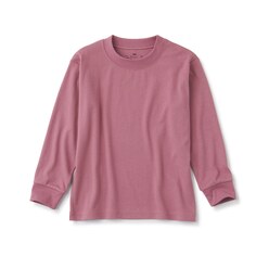 Гладкая трикотажная футболка с длинными рукавами и круглым вырезом (детская) MUJI, дымчато-розовый