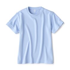 Легкосохнущая футболка с круглым вырезом и короткими рукавами, защита от ультрафиолета (дети) MUJI, светло-синий