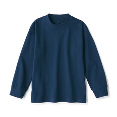 Толстая футболка с круглым вырезом и длинными рукавами (детская) MUJI, темно-синий