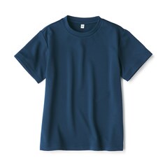 Легкосохнущая футболка с круглым вырезом и короткими рукавами, защита от ультрафиолета (дети) MUJI, темно-синий
