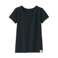 Теплая хлопковая футболка с круглым вырезом и короткими рукавами (детская) MUJI, черный