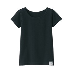 Теплая хлопковая футболка с круглым вырезом и короткими рукавами (детская) MUJI, черный
