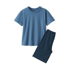 Выкроить и сшить комплект домашней одежды с короткими рукавами (детский) MUJI, дымчато-голубой