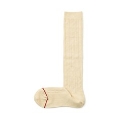 Ножки прямоугольные, мягкий, теплый хлопок, вязаные высокие носки с рисунком (шерсть/женские) MUJI, слоновая кость