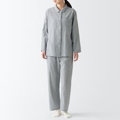 Пижама из двойной марли без боковых швов MUJI, серый узор