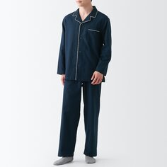 Фланелевая пижама без боковых швов MUJI, темно-синий
