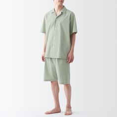 Хлопковая пижама с короткими рукавами MUJI, светло-зеленый