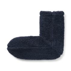Прямоугольные носки для комнаты из боа из переработанного полиэстера (мужские) MUJI, темно-синий