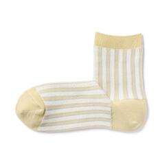 Ножки прямоугольные, мягкий разрез, короткие носки с жаккардовым узором (женские) MUJI, светло-желтые полосы