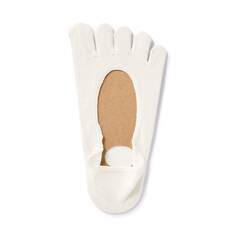 Нескользящий каблук, глубокие туфли, покрытие стопы на 5 пальцев (женские) MUJI, молочный